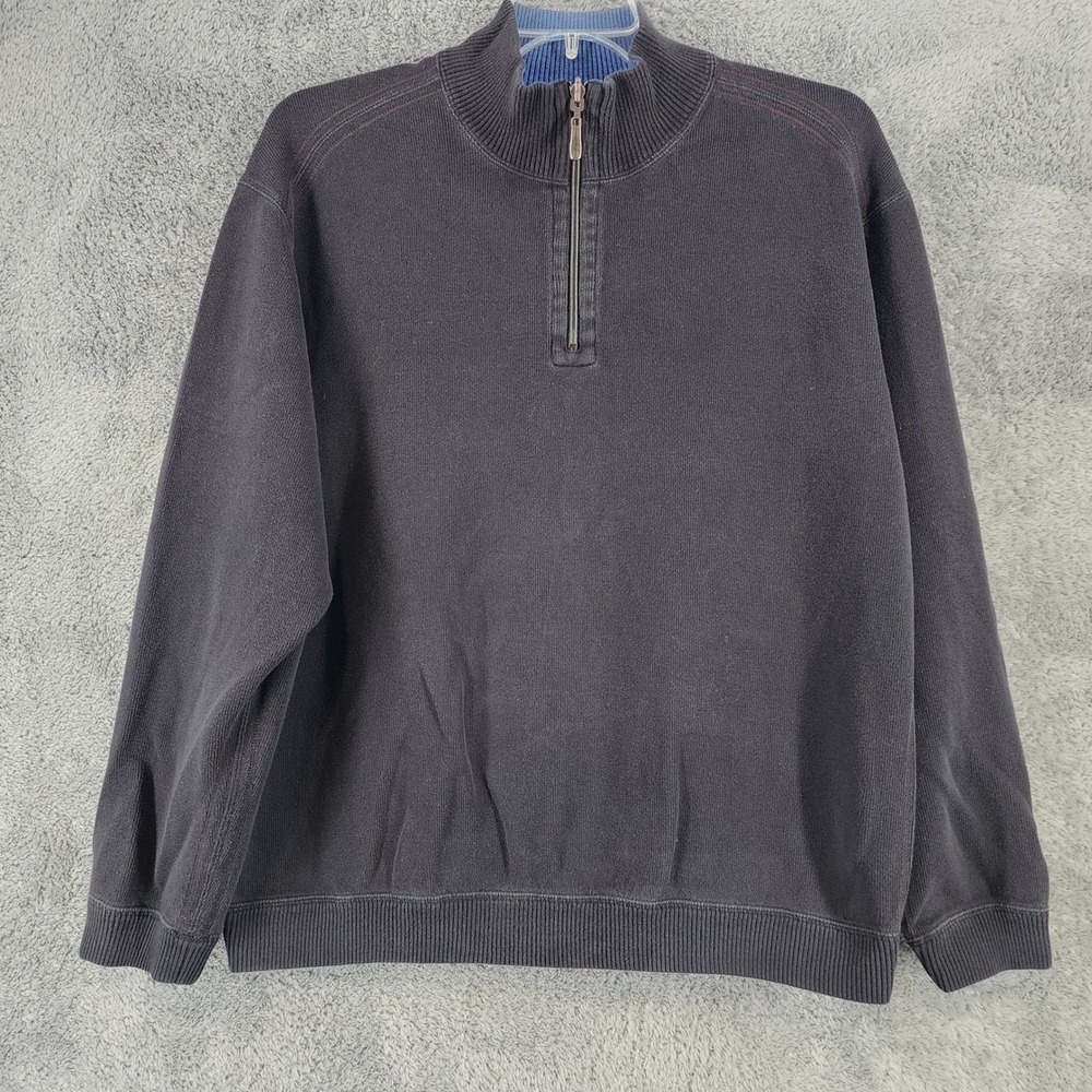 Tommy Bahama‎ Sweatshirt Mens XL Black Heavyweight 1/4 Zip Mock Neck Logo